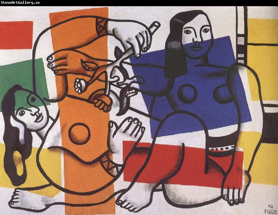 Fernand Leger Two women with flowers in hand